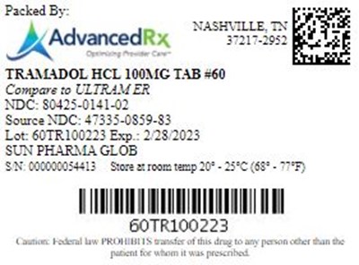 Tramadol HCl Er 100mg Qty 60 Ndc 80425 0141